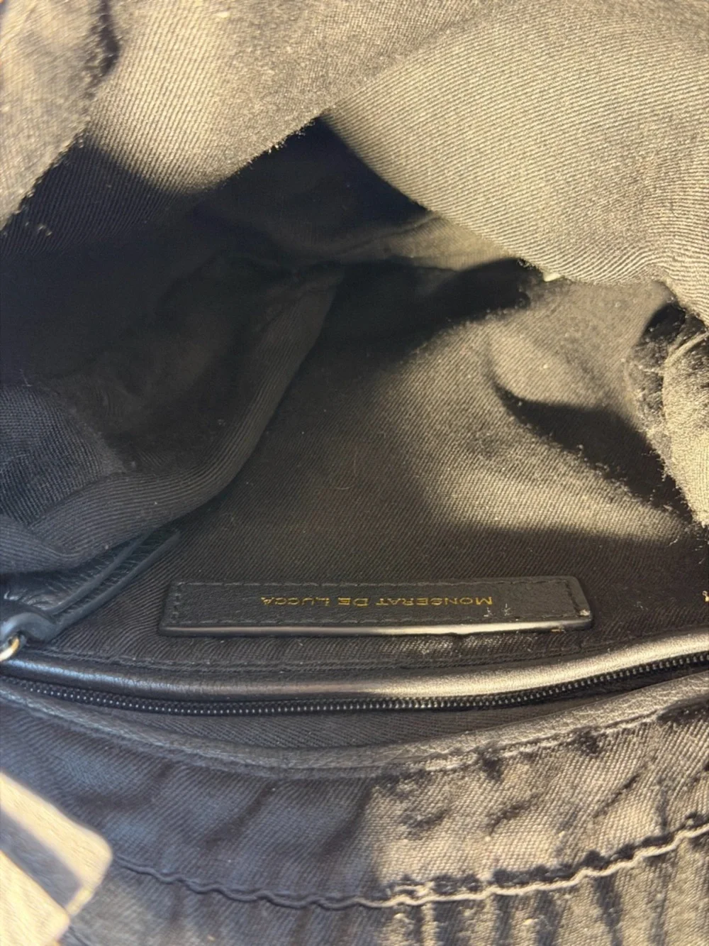 Monserat De Luca Half Moon Black Leather Crossbody Bag